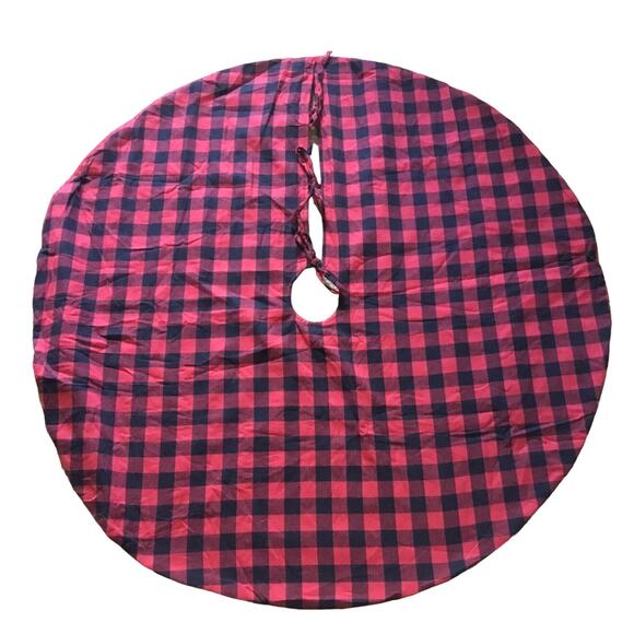 Christmas Tree Skirt Buffalo Plaid Design Decorative Holiday 48" - Picture 1 of 3